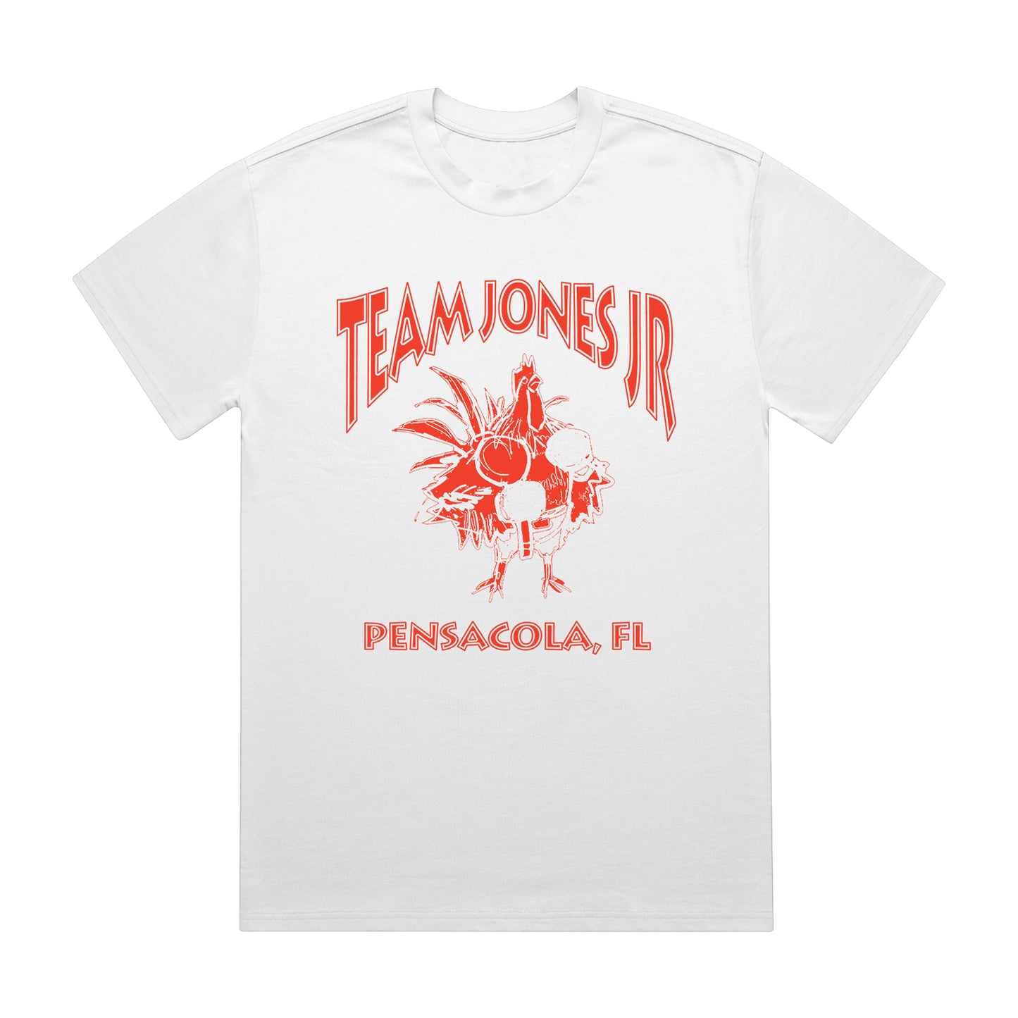 Death Row Rooster Red Print White Tee